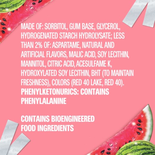 Extra Watermelon Sugar Free Chewing Gum Pack Perspective: bottom