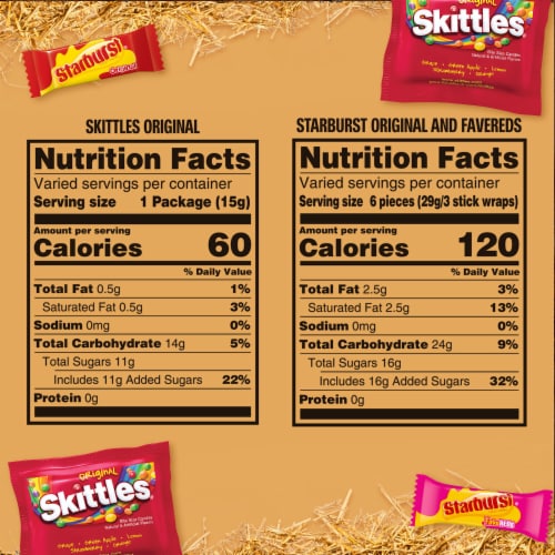 Starburst Original & FaveREDS & Skittles Original Halloween Candy Assortment Bulk Bag Perspective: bottom