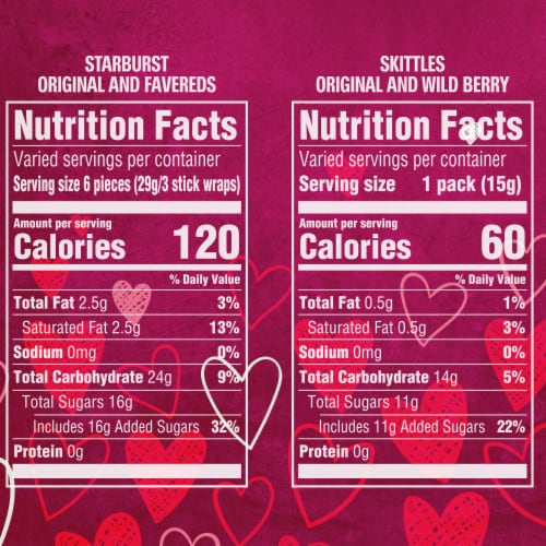 Skittles & Starburst Assorted Valentine's Day Chewy Exchange Candy Perspective: bottom