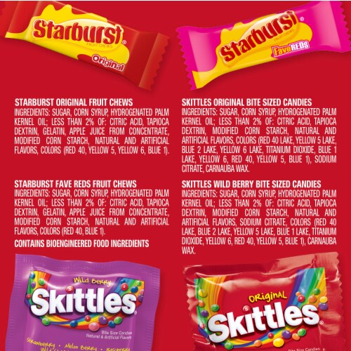 Skittles & Starburst Fun Size Chewy Candy Variety Family Size Bulk Bag Perspective: bottom