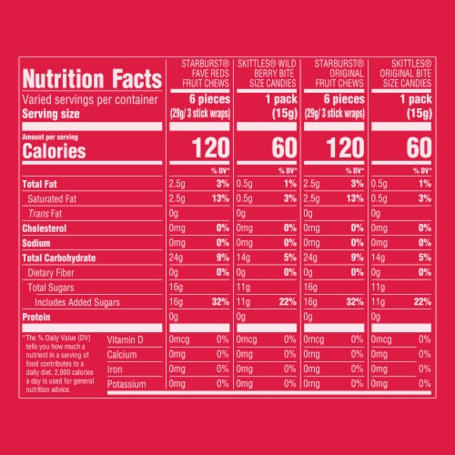 Skittles & Starburst Fun Size Chewy Candy Variety Bag Party Size Bulk Bag Perspective: bottom
