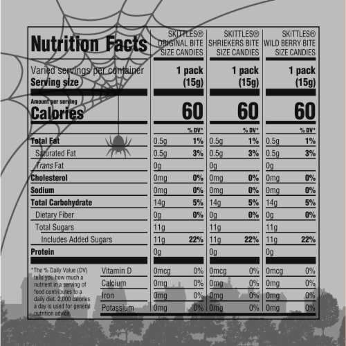 Skittles Original Wild Berry & Shriekers Chewy Candy Fun Size Halloween Bulk Bag Perspective: bottom
