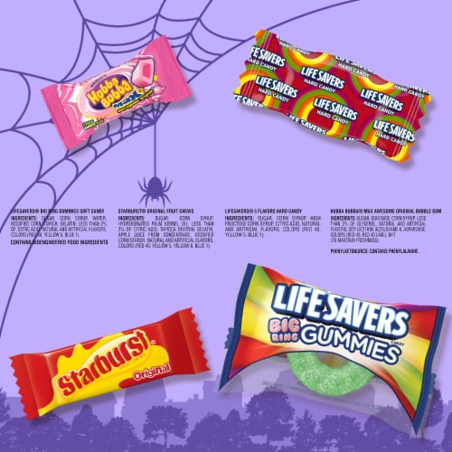 Starburst Life Savers Hubba Bubba & Life Savers Gummies Halloween Candy Assortment Bulk Bag Perspective: bottom