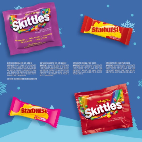 Skittles & Starburst Fun Size Chewy Christmas Candy Variety Pack Bulk Bag Perspective: bottom