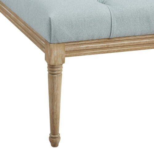 MARTHA STEWART Button Tufted Accent Ottoman with Blue Finish MT101-0171 Perspective: bottom