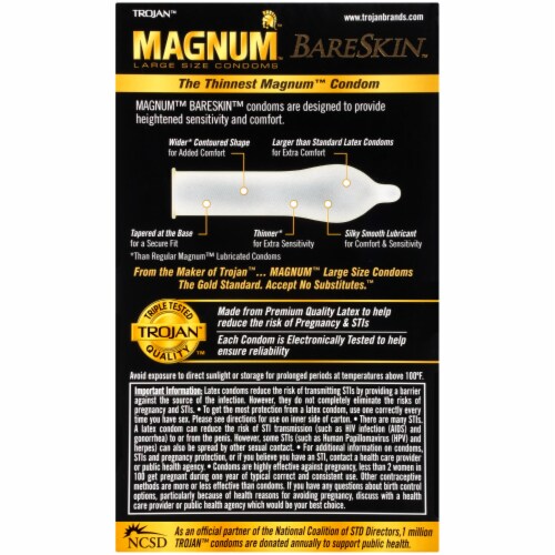 Trojan Magnum Bareskin Lubricated Large Size Condoms Perspective: bottom