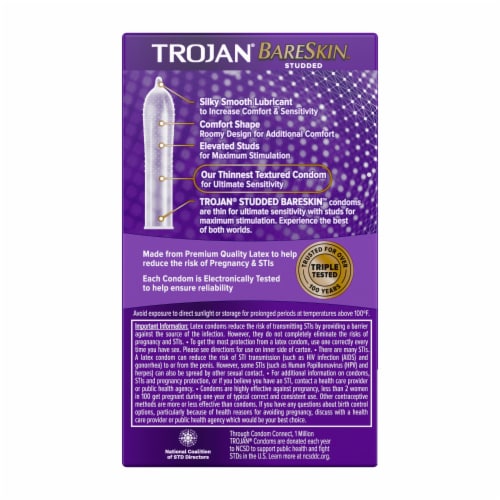 Trojan BareSkin Thin Studded Condoms Perspective: bottom