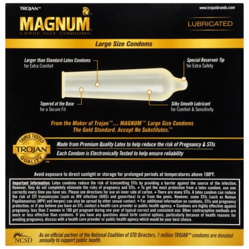 Trojan™ Magnum Lubricated Large Size Condoms Value Pack Perspective: bottom