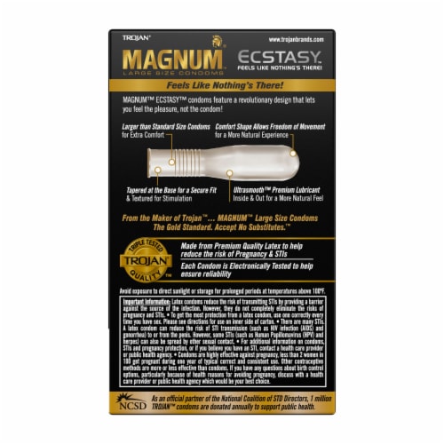 Trojan Magnum Ecstasy Ultrasmooth Lubricated Large Condoms Perspective: bottom