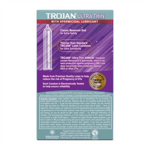 Trojan Ultra Thin Condoms with Spermicidal Lubricant Perspective: bottom
