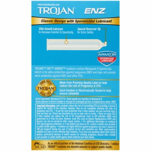 Trojan ENZ Classic Reservoir End Latex Condoms with Spermicidal Lubricant Perspective: bottom