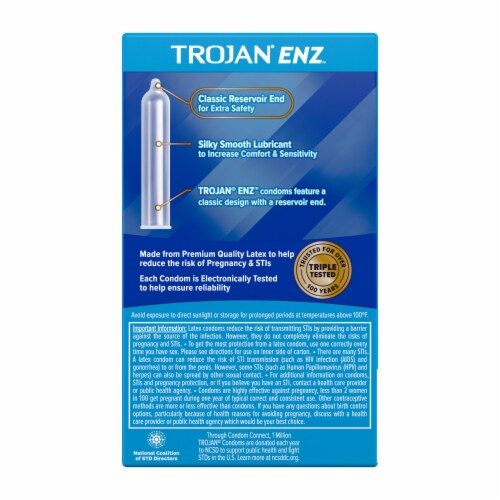 Trojan® ENZ Classic Reservoir Tip Lubricated Latex Condoms Perspective: bottom