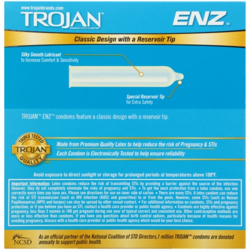 Trojan ENZ Classic Reservoir End Latex Condoms Perspective: bottom