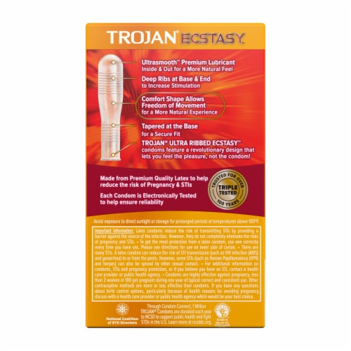Trojan Ecstasy Ultra Ribbed Condoms Perspective: bottom