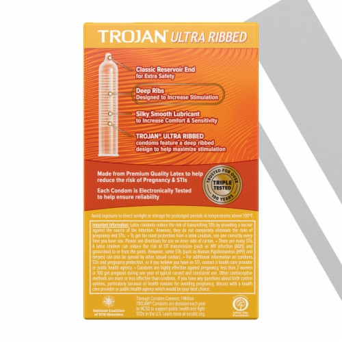 Trojan Ultra Ribbed Condoms Perspective: bottom
