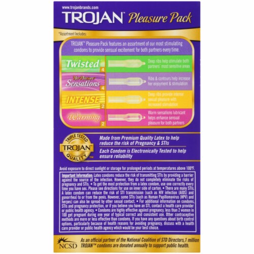 Trojan® Pleasure Pack Lubricated Latex Condoms Variety Pack Perspective: bottom