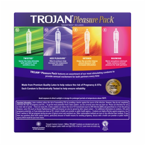 Trojan Pleasure Pack Condoms Assorted Latex Condoms Perspective: bottom