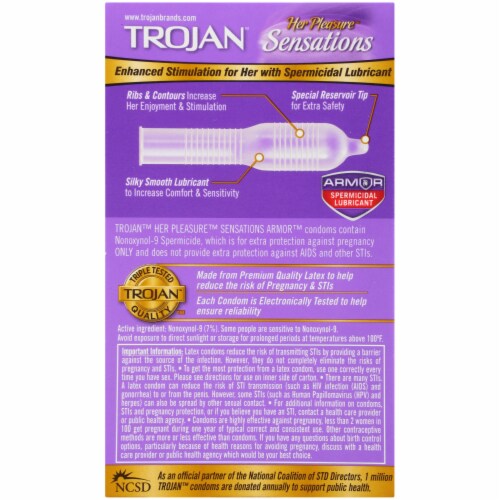 Trojan Her Pleasure Latex Condoms with Spermicidal Lubricant Perspective: bottom