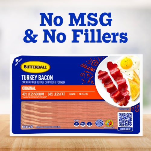 Butterball Turkey Bacon, Original, Smoke-Cured, Chopped and Formed, 12 oz Perspective: bottom