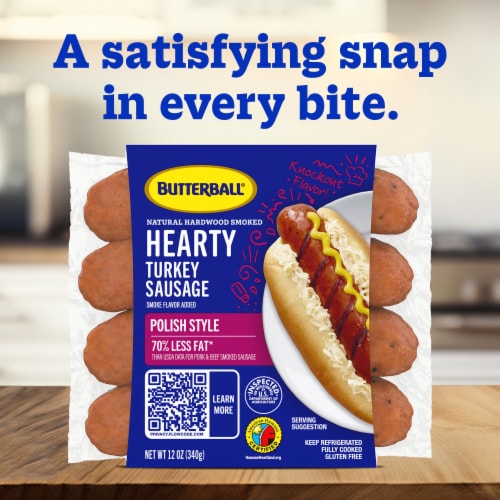 Butterball Hearty Link Turkey Sausage, Polish Style Perspective: bottom