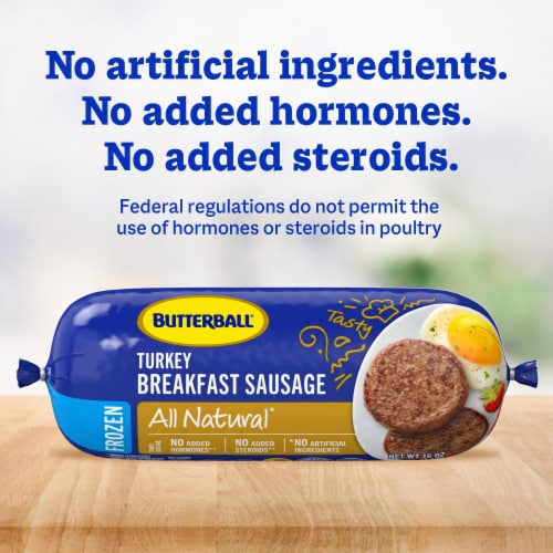 Butterball All Natural Frozen Turkey Breakfast Sausage, 16 oz Roll Perspective: bottom