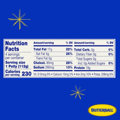 Butterball All Natural Fresh 85/15% Lean Turkey Burger Patties – Seasoned for Beef Lovers 16 oz Perspective: bottom