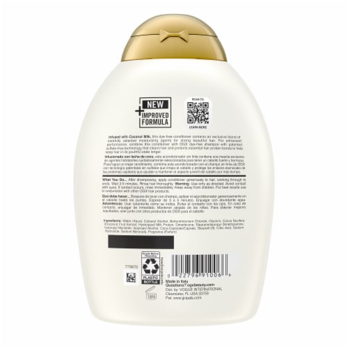 OGX Nourishing + Coconut Milk Conditioner ,Hydrating & Restoring, Paraben-Free Perspective: bottom