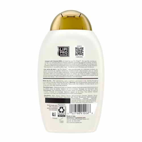 OGX Nourishing + Coconut Milk Conditioner Hydrating & Restoring Paraben-Free Perspective: bottom