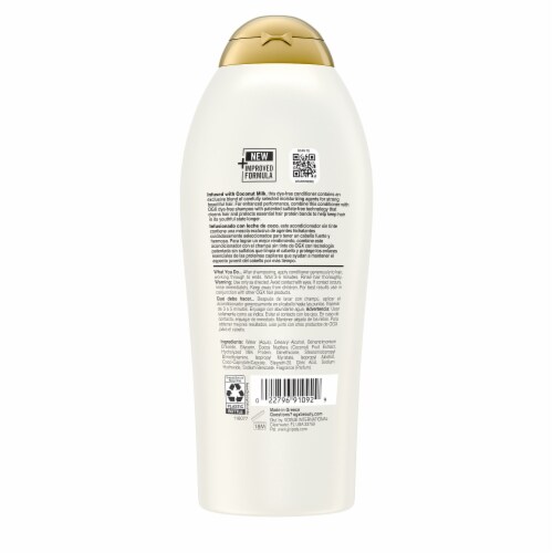OGX Nourishing + Coconut Milk Conditioner Hydrating & Restoring for Soft Hair After the First Use Perspective: bottom