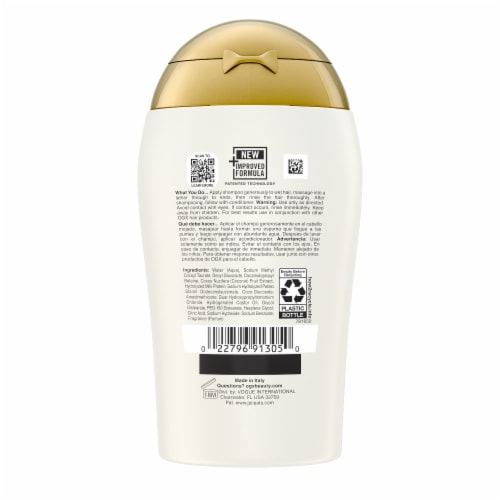 OGX Nourishing + Coconut Milk Moisturizing Hair Shampoo, TSA-Compliant Travel Size Perspective: bottom