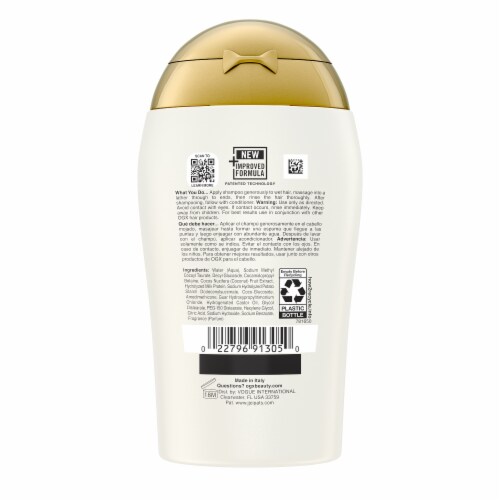 OGX Nourishing + Coconut Milk Moisturizing Hair Shampoo, TSA-Compliant Travel Size Perspective: bottom