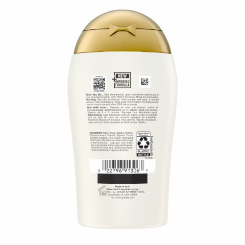OGX Nourishing + Coconut Milk Moisturizing Conditioner, TSA-Compliant Travel Size Perspective: bottom