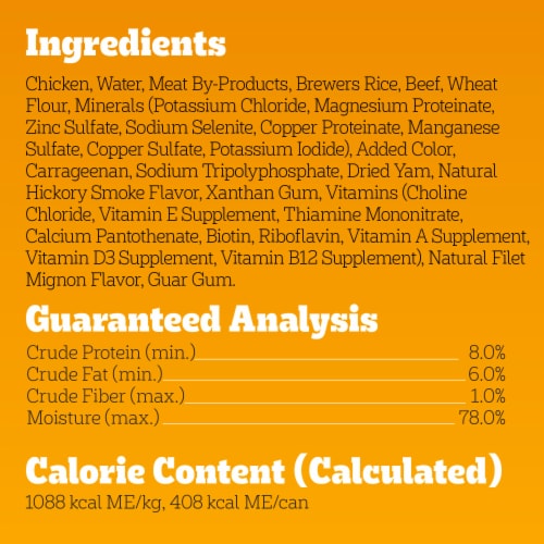 Pedigree Chopped Ground Dinner Adult Canned Soft Wet Dog Food Filet Mignon Perspective: bottom