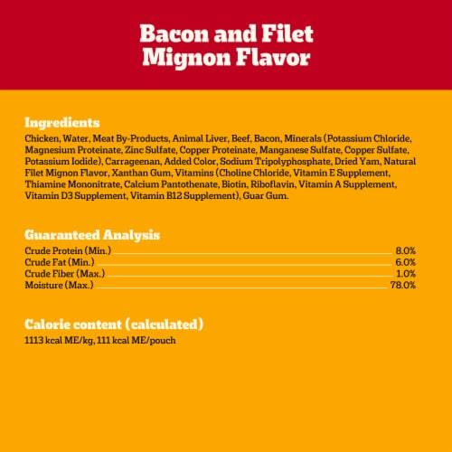 Pedigree Chopped Ground Dinner Adult Soft Wet Dog Food Beef Chicken Bacon Filet Mignon Pouch Pack Perspective: bottom