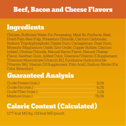 Pedigree Chopped Ground Dinner Soft Wet Dog Food Pouches Beef Bacon Cheese Filet Mignon & Chicken Perspective: bottom