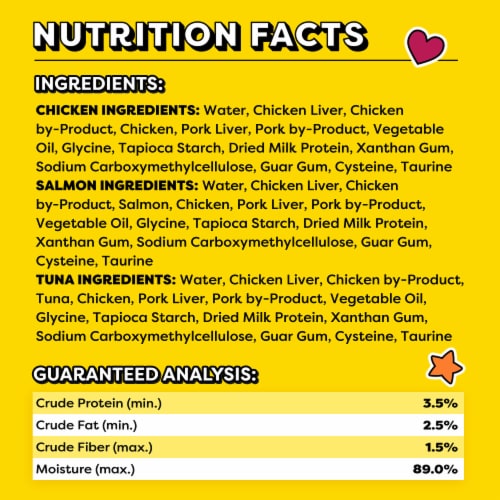 Temptations Creamy Puree Lickable Squeezable Wet Cat Treat Chicken Salmon & Tuna Variety Pack Perspective: bottom