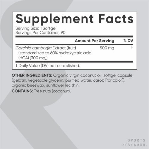 Sports Research Garcinia Cambogia with Coconut Oil 500 mg - 90 Softgels ...