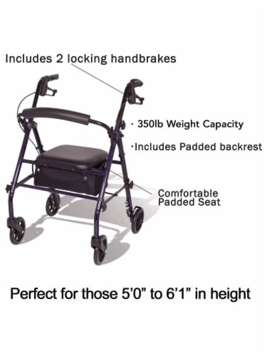 Carex Steel Rollator Walker with Seat and Wheels Perspective: bottom