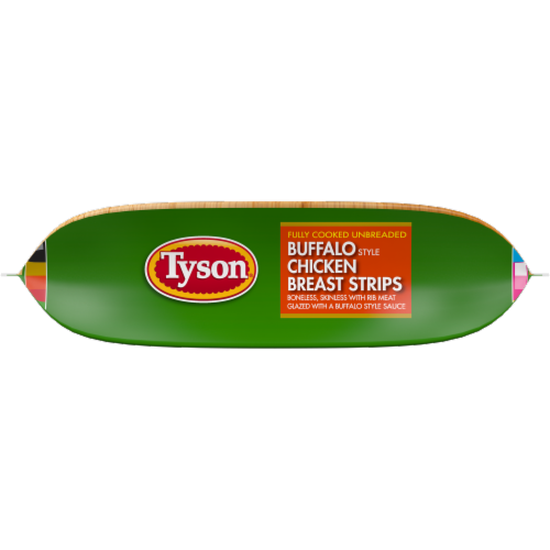 Tyson® Frozen Fully Cooked Unbreaded Buffalo Style Chicken Breast Strips Perspective: bottom