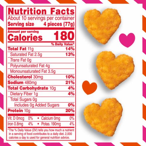 Tyson Nuggets of Love® Fully Cooked Breaded Heart-Shaped Chicken Patties Perspective: bottom