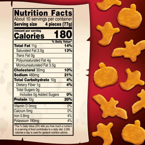 Tyson Fully Cooked Spooky Nuggets Breaded Shaped Chicken Patties Perspective: bottom