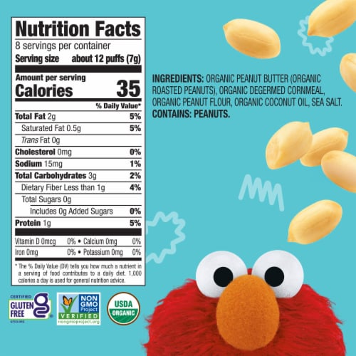 Earth's Best Organic Corn Puffs for Toddlers 2 Years Old and Up, Peanut Butter Flavor Perspective: bottom