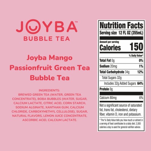 Joyba Mango Passion Fruit Green Bubble Tea - 4pk/12 Fl Oz Cups : Target