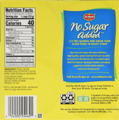 Del Monte® No Sugar Added Sliced Pears Perspective: bottom