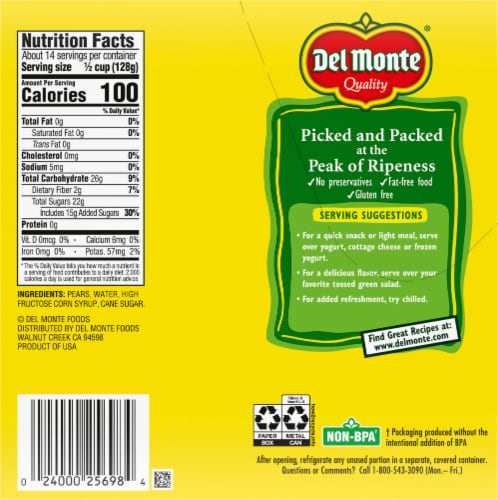 Del Monte® Sliced Pears in Heavy Syrup Can Perspective: bottom