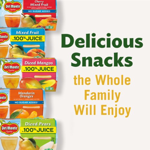 DEL MONTE Diced Mango FRUIT CUP Snacks in 100% Fruit Juice 4 Pack Perspective: bottom