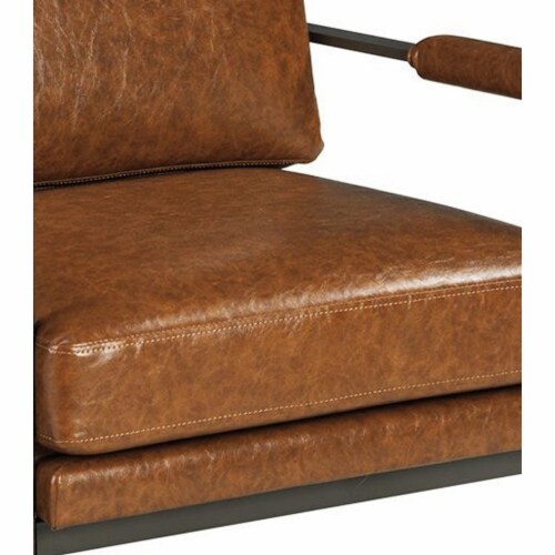 Ashley Peacemaker Faux Leather Accent Chair in Brown Perspective: bottom