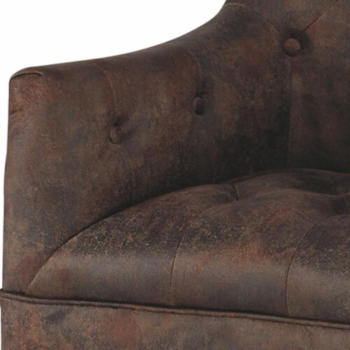 Ashley Drakelle Tufted Accent Chair in Mahogany Perspective: bottom
