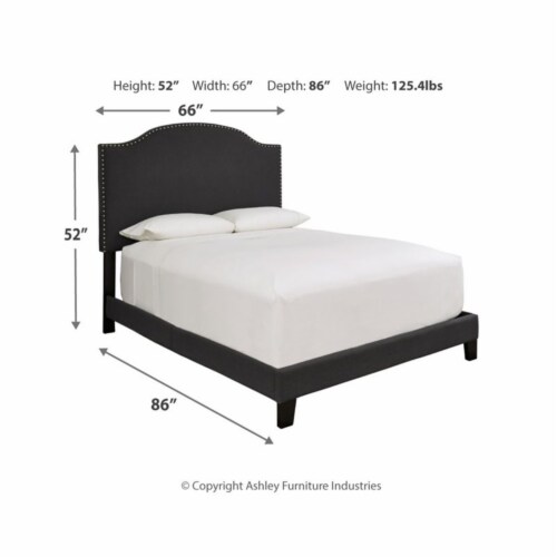 Ashley Furniture Adelloni Queen Fabric Upholstered Bed in Charcoal