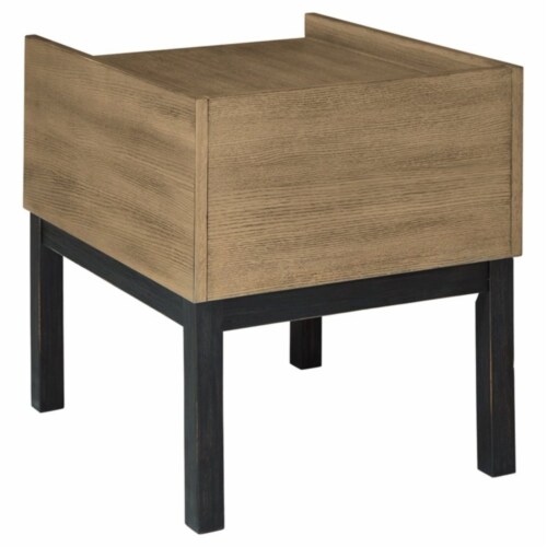 Ashley Furniture Fridley Rectangular Wood End Table in Brown & Black, 1